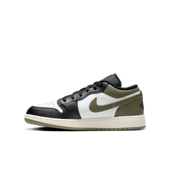 Big Kids' Air Jordan 1 Low "Black Toe Medium Olive"