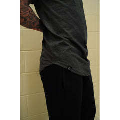 The Closet Inc Men Curved Hem T-Shirts “ Charcoal With Clear C